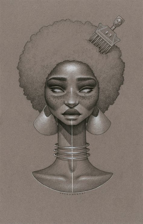 Sara Golish, African Drawings, See Tattoo, African Tattoo, Natural Hair Art, Afrique Art, Afrikaanse Kunst, Afrocentric Art, Desenho Tattoo