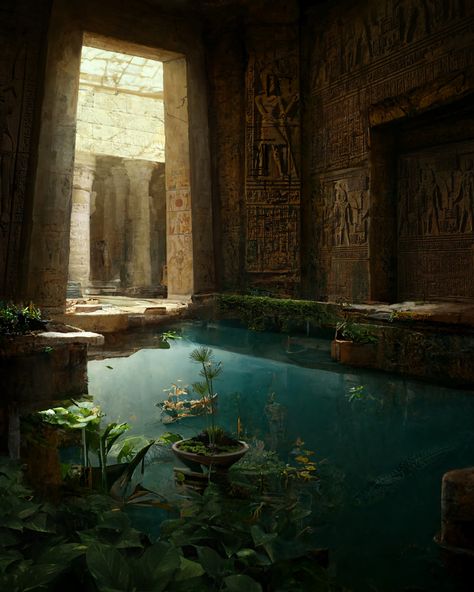 ArtStation - Crocodile's Lair Spa Tools, Ancient Egypt Aesthetic, Egyptian Aesthetic, Ancient Egyptian Architecture, Egypt Concept Art, Egypt Aesthetic, Nathan Chen, Egyptian Temple, Egypt Art