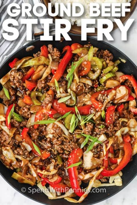 Sesame Ground Beef, Low Carb Beef Stir Fry, Asian Beef Stir Fry, Beef Stir Fry Recipe, Easy Beef Stir Fry, Ground Beef Stir Fry, Beef Stir Fry Recipes, Chinese Foods, Asian Beef