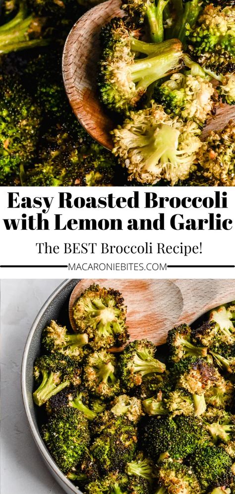 This Easy Roasted Broccoli with Lemon and Garlic is a life changing recipe. Lemon, Garlic and grated cheese are the ultimate combination and you'll never want to make broccoli another way ever again! #Vegetables #Vegetarian #BroccoliRecipe #EasyRecipe #RoastedVegetables Lemon Roasted Broccoli, Lemon Pepper Broccoli, Best Broccoli Recipe, Broccoli Lemon, Charred Broccoli, Roasted Broccoli Recipe, Garlic Roasted Broccoli, Garlic Broccoli, Squeezed Lemon