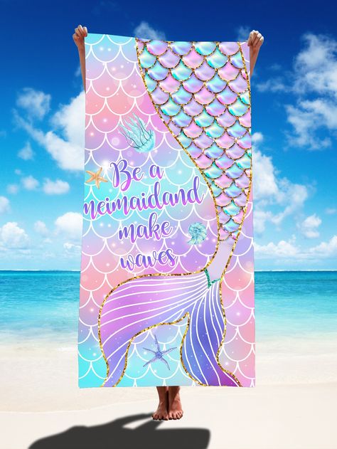 Mermaid Tail Pattern, Luxury Beach Towels, Summer Beach Towels, Purple Beach, Outdoor Camping Gear, Purple Mermaid, Mermaid Pattern, Mermaid Beach, Mermaid Print