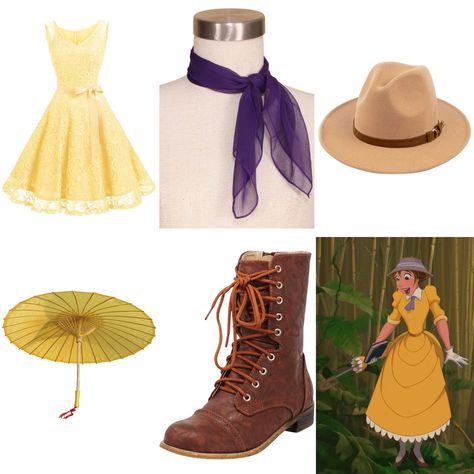 Tarzan And Jane Costume Couple, Tarzan And Jane Halloween Costume, Tarzan And Jane Costume, Jane Porter Costume, Jane From Tarzan Costume Diy, Diy Jane Costume Tarzan, Adventure Academia, Jane Costume Tarzan, Vintage Disneybound