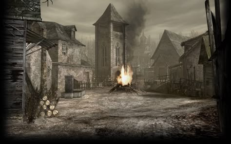 RE4 Background Countryside Wallpaper, Village Games, Evil Games, Resident Evil 4, Urban Legends, Landscape Artwork, Building Exterior, Environment Concept Art, Skyrim