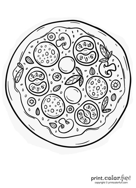 Sheet Pizza, Pizza Coloring Page, Printable Pizza, Zicxa Photos, Pizza Drawing, Birth Colors, Adult Coloring Books Printables, Food Coloring Pages, Rainbow Canvas