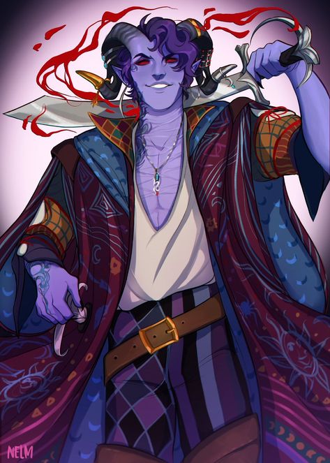 Embedded Dnd Sorcerer Tiefling, Dnd Blue Tiefling Male, Dnd Purple Tiefling, Tiefling Oracle, Tiefling Sorcerer, Mollymauk Tealeaf, Circus Man, Tiefling Bard, Critical Role Campaign 2