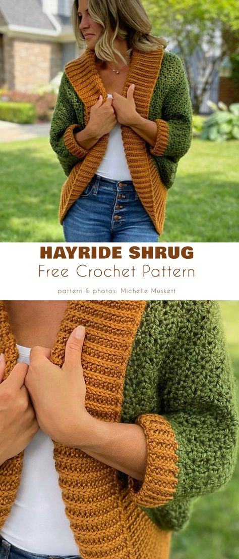 Free Crochet Womens Clothes Patterns, Crochet Shrug With Hood, Shrugs Crochet Free Patterns, Crochet Shrug Patterns Free, Crochet Shrugs Patterns, Crochet Free Patterns Clothes, 2 Skein Crochet Projects, Crochet Jacket Pattern Free, Free Crochet Shrug Patterns