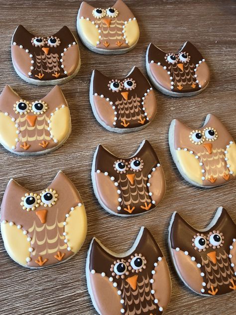 Owl Cookies Decorated, Owl Sugar Cookies, Biscuits Halloween, Girls First Birthday Cake, Owl Cakes, Bird Cookies, Sugar Dough, Owl Cookies, Cookie House