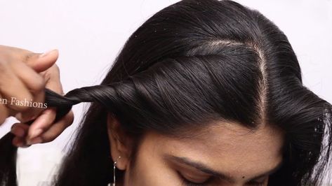 Indian traditional hairstyle for long hair girls | Simple Hairstyles for beginners | hair style girl #hairstyleideas #cutehair #hairstyle Bridesmaid Hair Styles, Puff Hairstyle, Wedding Party Hairstyles, Wedding Hairstyles For Girls, Curling Tutorial, Hairstyle For Work, Easy Party Hairstyles, Deeksha Seth, Hairstyle Simple