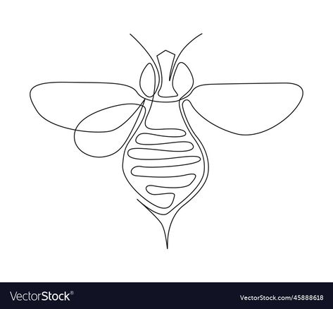 Bee Line Art, Art Vector Illustration, Single Line Drawing, Line Art Vector, One Line Drawing, Simple Illustration, Continuous Line, Honey Bee, Line Drawing