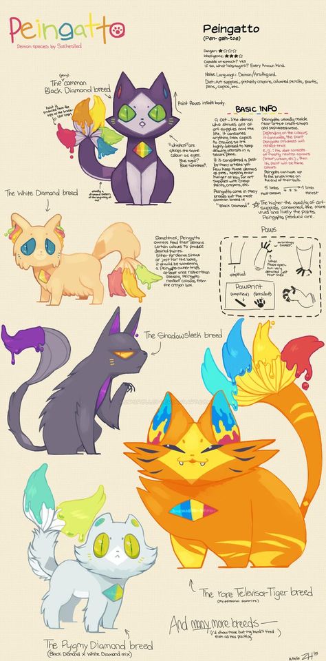 UPDATE!!  A group has now been created for this Species! //w\\All Peingatto owners are welcome to join and share their cats!It'll be fun and a way to make new friends with others so... Demon Species, Open Species, Mythical Animal, Creature Drawings, Anime Animals, Mythical Creatures Art, Creature Concept Art, Creature Concept, Drawing Tutorials