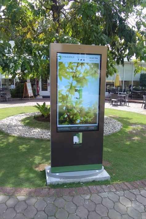 OUTDOOR INTERACTIVE DIGITAL SIGNAGE KIOSK Take your advertising screen into the next level. Rain or shine, display your content with ease. Interested??? Setup a call or text at +63 2 7964 5789 | +63 977 801 9163 Whatsapp | Viber | Telegram | Signal - +63 977 801 9163 Email us: hello@iwhitestone.com #iwhitestone #outdoorkiosk #outdoordigitalsignage #digitalsignage Interactive Screen Design, Interactive Signage, Outdoor Kiosk, Outdoor Digital Signage, Standing Signage, Information Kiosk, Interactive Kiosk, Outdoor Marketing, Glass Signage