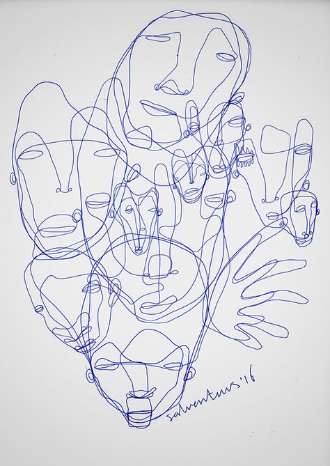 Modern Art Prints Artworks, Continous Line Drawing, Blind Drawing, Kids Art Studio, Continuous Line Art, Concept Art Tutorial, Art Journal Cover, Drawing Examples, Continuous Line Drawing