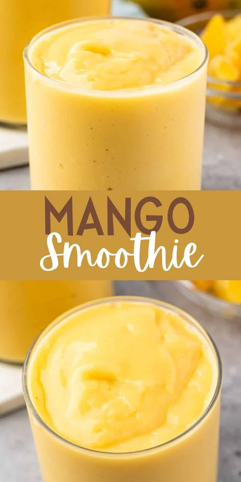 This mango smoothie is a Mango Julius copycat but healthier - with frozen mango and honey - it's the perfect breakfast recipe! Frozen Mango Recipes, Preschool Experiences, Smoothie King Recipes, Blendjet Recipes, Easy Smoothie Recipe, Mango Smoothie Recipe, Mango Drink, Creative Drinks, Easy Healthy Smoothie Recipes