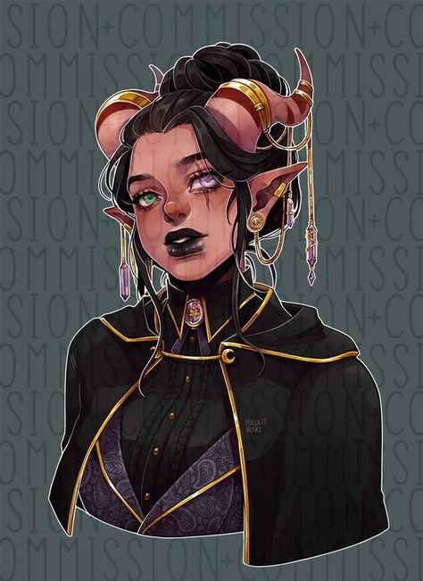 Tiefling Paladin, Tiefling Female, Dnd Tiefling, Tiefling Bard, Horns Decor, Dnd Races, Alien Concept Art, Dungeons And Dragons Characters, Dnd Art