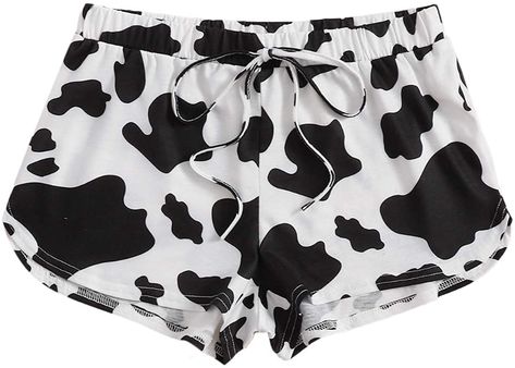 MakeMeChic Women's Cow Print Tie Front Elastic Waist Loungewear Shorts at Amazon Women’s Clothing store Cow Print Shorts, Nike Shorts Women, Tie Waist Shorts, Drawstring Waist Shorts, H&m Shorts, Shorts Casual, Tie Dye Shorts, Print Shorts, Womens Tie