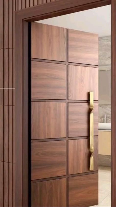 Flush Door Design Modern Veneer, Flush Doors Design Modern, Teak Bathroom, Flush Door Design, Flush Door, Single Door Design, Door Design Photos, Stairs Design Interior, Veneer Door