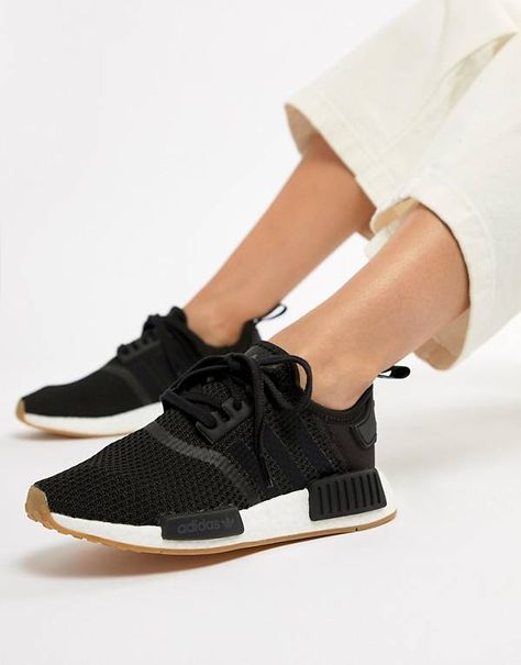 adidas Originals Nmd R1 Trainers In Black Nmd R1 Outfit, Tennis Shoes Adidas, Adidas Originals Nmd R1, Black Tennis Shoes, Adidas Originals Nmd, Basket Noir, Sneakers Fashion Outfits, Adidas Nmd R1, Nmd R1