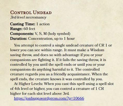 Spellbook: Undead Control Dnd Mind Control, Necromancer Abilities, Necromancer Stat Block, Eldritch Invocations 5e, Necromancer Spellbook, Holy Symbol, Spells Magic, Dry Bones, Magic Spells