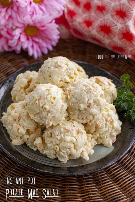 Instant Pot Hawaiian Potato Mac Salad Recipe – FOOD is Four Letter Word Hawaiian Potato Mac Salad Recipe, Hawaiian Potato Salad Recipe, Hawaiian Potato Salad, Hawaiian Mac Salad, Mac Salad Recipe, Hawaiian Macaroni Salad, Mac Salad, Teriyaki Beef, Macaroni Salad Recipe