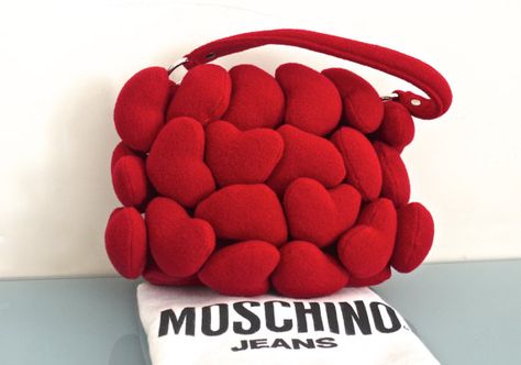 Heart Shape Bag, Luxury Heart-shaped Bag For Valentine's Day, Trendy Heart-shaped Bag With Removable Pouch, Puffy Bag, Heart Outfit, Heart Bags, Moschino Heart Bag, Vintage Moschino, Love Moschino Bag