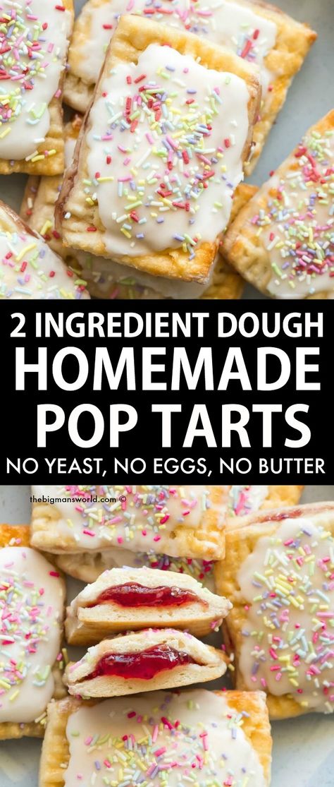 Healthy Pop Tarts, 2 Ingredient Dough, Homemade Pop Tarts, Pop Tart, Kid Snacks, Healthy Sweets Recipes, Free Snacks, Homemade Snacks, Vegan Sweets