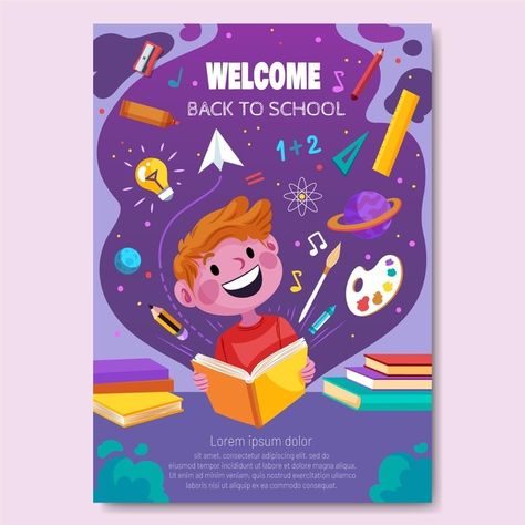 Detailed back to school vertical poster ... | Free Vector #Freepik #freevector #flyer #poster #school #template