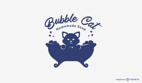 Soap Logo Design Ideas, Soap Logo Ideas, Soap Brand Logo, Soap Logo Design, Cat Taking A Bath, Soap Logo, Bubble Cat, Logo Idea, Taking A Bath