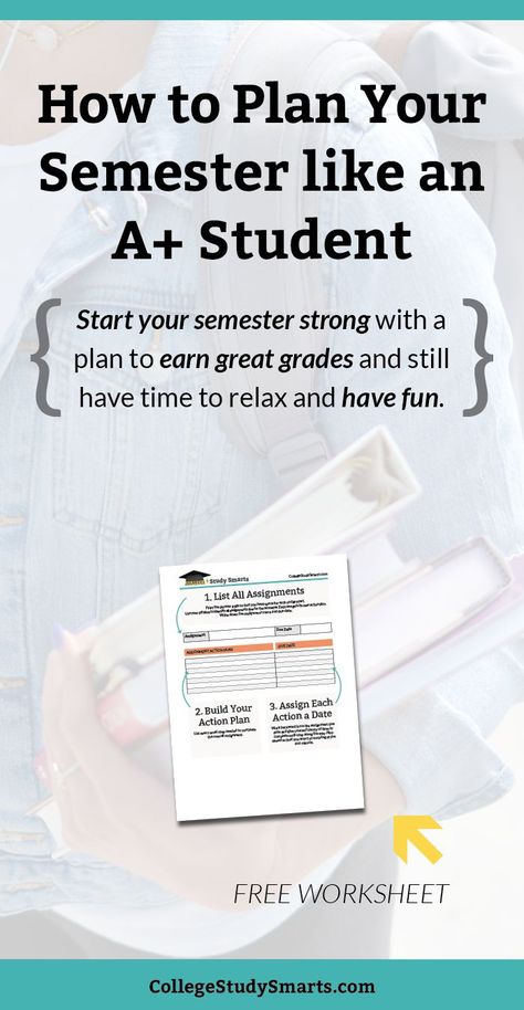 How to plan your semester like an A+ student. Start your semester strong with a plan to earn great grades and still have time to relax and have fun. | Start Your College Semester Right, start semester strong, start semester tips, use syllabus to plan semester, semester begins, semester planner, college semester goals, begin college semester, planning for new school year, planning for college semester Semester Goals, Planning For College, Great Grades, Semester Planner, Make Friends In College, College Semester, College Survival Guide, Year Planning, Better Grades