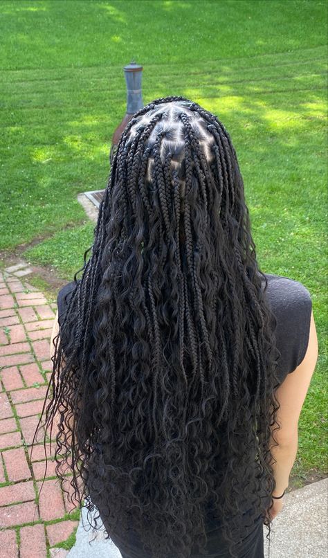 Braids W Curls, Traditional Box Braids, Bohemian Box Braids, Bohemian Braids, Pretty Braided Hairstyles, Braids With Curls, Boho Braids, Curly Hair Tips