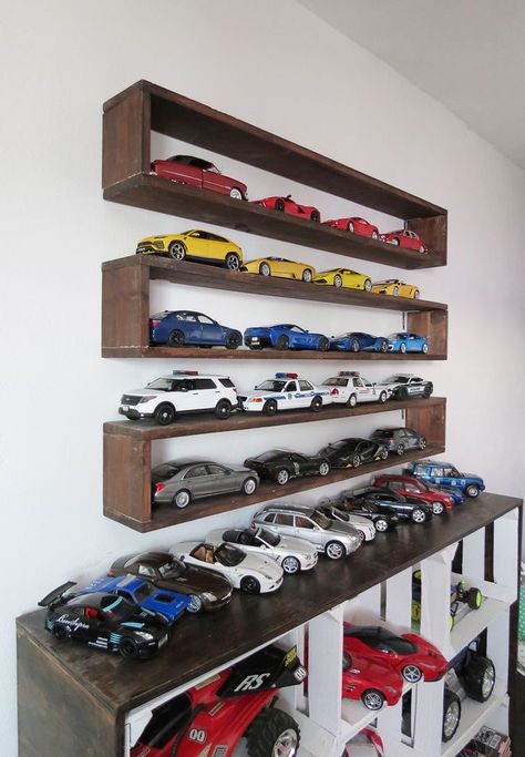 Interior Design Ikea, Bookshelves Storage, Diy Bookshelves, Diecast Cars Display, Hot Wheels Storage, Shallow Shelves, Diy Porch Decor, Hot Wheels Display, Diy Window Treatments