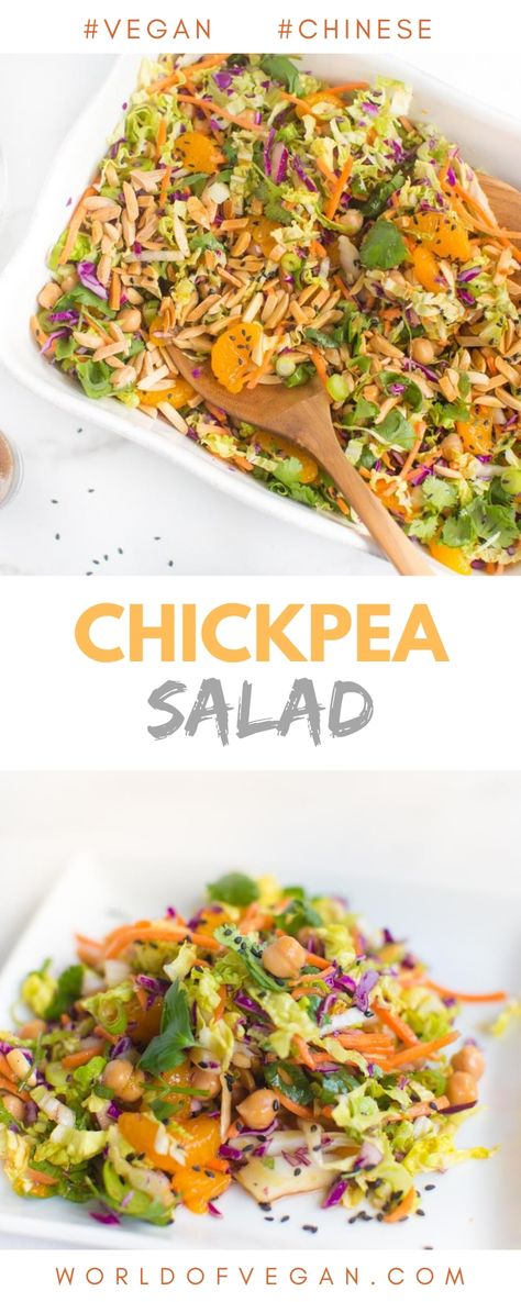 Asian Chickpea Salad, Vegan Chinese Chicken Salad, Cold Asian Salad, Fasting Ideas, Chickpea Salad Vegan, Chinese Salad, Nourish Bowls, Vegan Chicken Nuggets, Chinese Chicken Salad Recipe