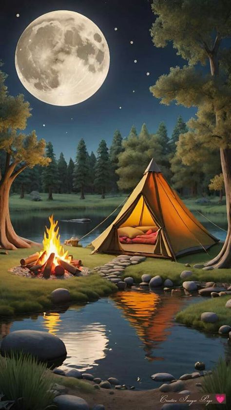 Night Camping Painting, Camp Fire Paintings, Nature Baground Images, Beautiful Moon Pictures, Hd Dark Wallpapers, Happy Navratri Images, Landscape Design Drawings, Birch Tree Art, Fire Painting