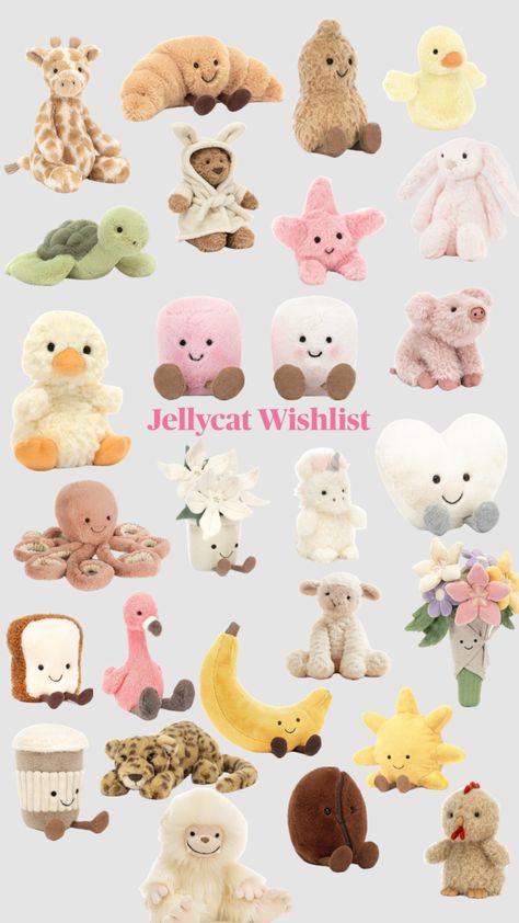 Jellycat Wishlist 🧸☀️ Little Jellycat, Cute Jellycat, Cutest Jellycat, Jellycats Aesthetic, Jellycat Wishlist, Jellycat Collection, Jellycat Aesthetic, Girly Christmas Gifts, Jelly Cat