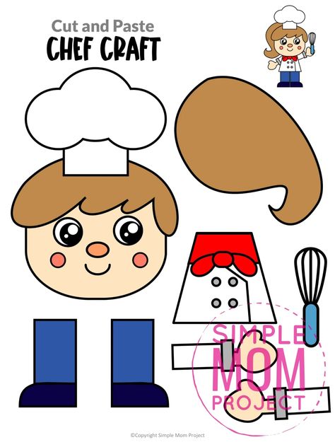 Baker Preschool Activities, Baker Activities For Preschool, Chef Crafts For Toddlers, Chef Preschool Activities, Chef Crafts Preschool, Chef Activities For Preschool, Community Helpers Preschool Crafts Art Projects, Community Helpers Crafts For Toddlers, Community Helper Craft