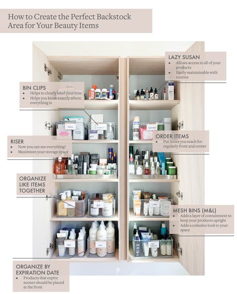 How to Create the Perfect Backstock Area for Your Beauty Items — Life in Jeneral Backstock Storage, Backstock Organization, Ideas For Bathrooms, Beauty Closet, House Organisation, The Home Edit, Beauty Storage, Kate Bosworth, Home Organisation