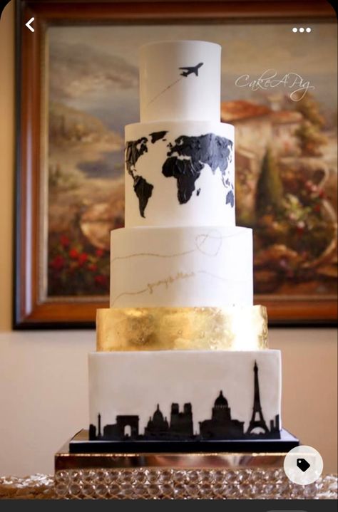 Travel Wedding Cake, Travel Inspired Wedding, Cakes To Make, Travel Cake, Wedding Cake Toppers Unique, Ice Cake, Chocolate Wedding Cake, Travel Theme Wedding, Simple Wedding Cake