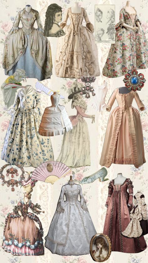 Rococo Aesthetic Fashion, 1720s Fashion, 1700s Aesthetic, 1890s Fashion, 19th Century Clothing, Rococo Fashion, Muslim Outfits Casual, Fashion Design Portfolio, Muslim Outfits