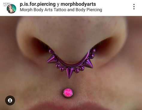 Pink Septum Piercing, Pink Septum, Piercing Inspo, Cute Piercings, Septum Piercing, Pink Opal, Bright Pink, Body Jewelry, Septum Ring