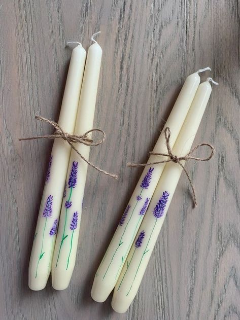 Decorate Candles, Candle Painting, Candle Drawing, Painted Candlesticks, Ivory Candles, Hand Painted Candles, A Calligraphy, Painted Candles, Candle Craft