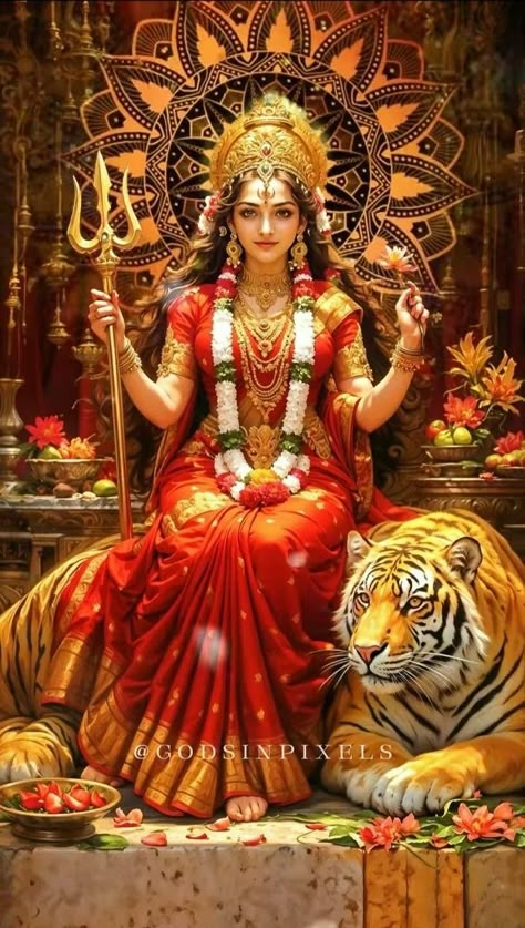 Images Of Maa Durga, God Wallpaper Maa Durga, Hindu Goddess Parvati, Goddess Durga Images, Indian Gods And Goddesses, Mata Parvati Images, Durgashtami Images, Godess Durga Wallpapers, Kamakhya Devi Images