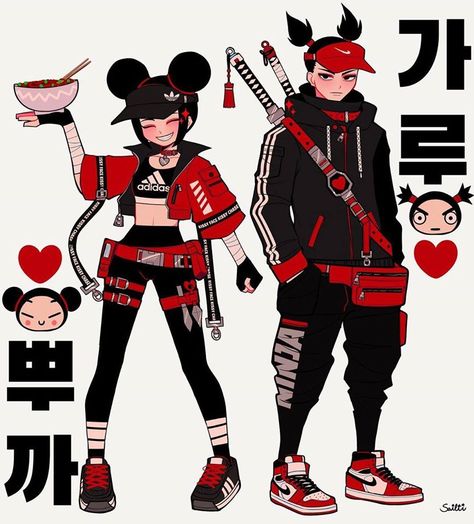 Pucca Funny, Cartoon Fan, Anime Version, Tag Team, Poses References, Drawing Clothes, Drawing Tutorials, Cute Anime Couples, Anime Outfits