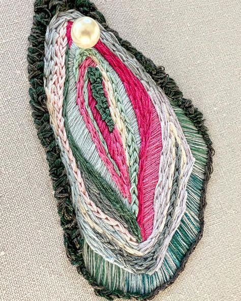 I had two custom orders for oysters this week, and now I think I need to stitch some more. Those were fun! Both include a genuine pearl. #embroideryartwork #embroidery #handembroidery #modernembroidery #oyster #abstractembroidery #art #embroideryart #dmcembroidery #dmcthreads #damngoodstitch Oyster Embroidery, Abstract Embroidery, Modern Embroidery, Embroidery And Stitching, Embroidery Art, Hand Embroidery, Embroidery, Art