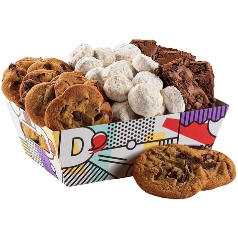 Gourmet Cookies & Brownies Treat Box – Freshly Baked Goods In Signature Gift Basket – Includes Chocolate Chip Cookies, Butter Pecan Meltaways & Dark Chocolate Brownies – Delicious Food Gift Idea Pecan Meltaways, Gourmet Chocolate Chip Cookies, Butter Shortbread Cookies, Assorted Cookies, Brownie Treats, Cookie Gift Baskets, Cookie Brownie, Happy Birthday Cookie, Chocolate Chip Brownies