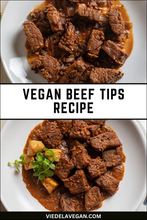 Vegan Beef Tips Recipe: Delicious Innovation Unveiled Seiten Recipes, Beef Tips Recipe, Vegan Ribs, Veggie Meat, Beef Tip Recipes, Vegan Soul Food, Vegetarian Meat, Vegan Beef, Full Meals