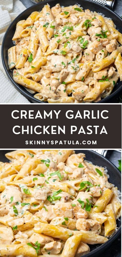 Creamy Garlic Chicken Pasta Creamy Garlic Chicken Pasta, Garlic Chicken Pasta, Seafood Meals, Easy Pasta Dinner, Creamy Garlic Chicken, Sustainable Seafood, Pasta Dinner Recipes, Easy Pasta Recipes, Creamy Garlic