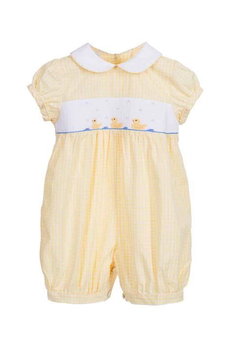 Rompers, dungarees and sets Archives - Annafie Southern Baby Clothes, Toddler Boy Romper, Ducks Swimming, Smocked Romper, Classic Baby Clothes, Southern Baby, Aesthetic Galaxy, Yellow Romper, Magnolia Baby