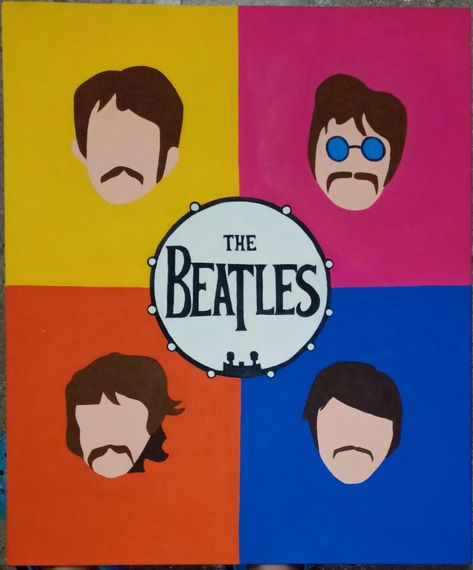 Beatles Painting Ideas, Beatles Painting Easy, The Beatles Painting, Beatles Painting, Road Painting, Beatles Poster, Beetle Art, Black Canvas Paintings, Beatles Abbey Road