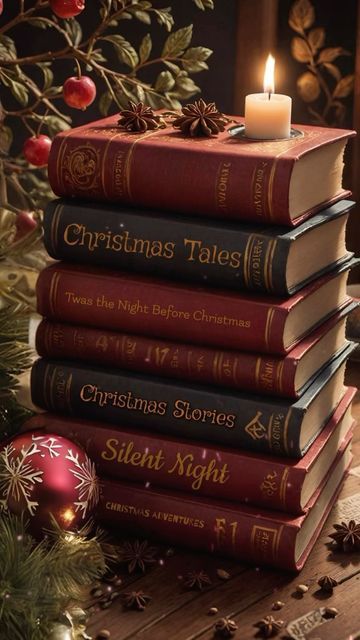 Bookstagram Christmas Inspiration, Christmas Library Aesthetic, Christmas And Books Aesthetic, Books And Christmas Aesthetic, Christmas Book Background, Book Christmas Aesthetic, Books Christmas Aesthetic, Book Christmas Wallpaper, Christmas Aesthetic Books