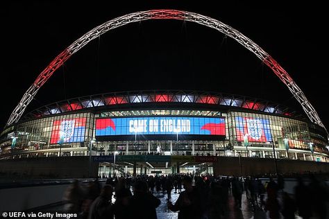 London's Wembley Stadium will host both semi-finals and the Euro 2020 final Hampden Park, England Football Team, Wembley Stadium, England Football, European Championships, Europa League, Sydney Harbour Bridge, Macedonia, Bilbao