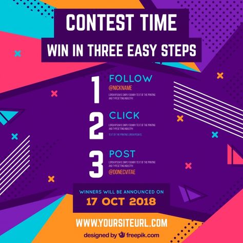 Social media contest design Free Vector | Premium Vector #Freepik #vector #design #technology #social-media #web Violet Branding, Competition Poster Design, Social Media Contest, Sale Icon, Competition Poster, Giveaway Graphic, Contest Poster, Social Media Contests, Instagram Contest